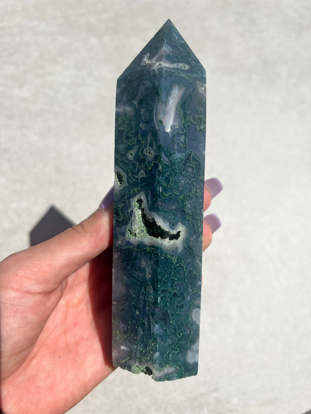 Large Moss Agate Tower 004